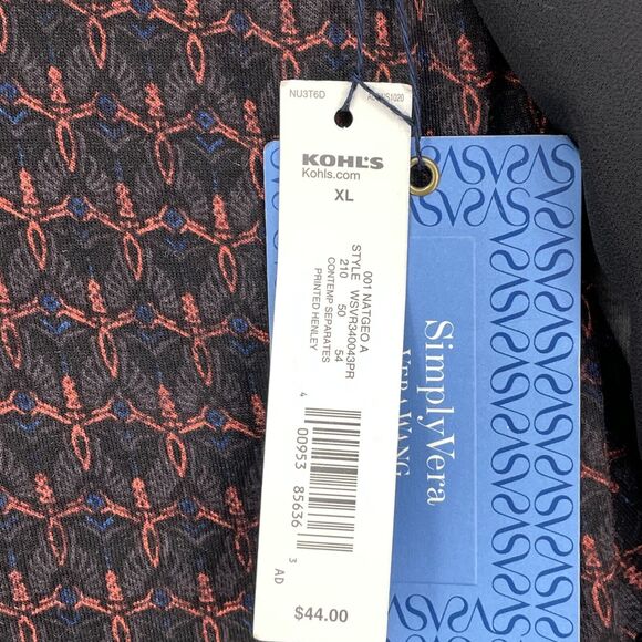 Simply Vera Wang Blouse Womens Extra Large Colorblock Sheer Hem Career NEW - Picture 5 of 12